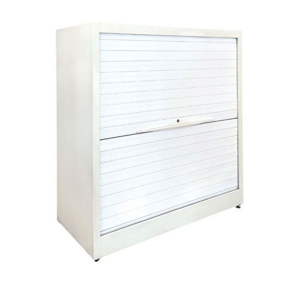 Armoire reconditionnée basse à rideaux - Blanche