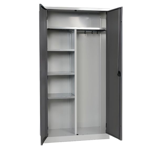 Armoire vestiaire 2 portes pleines 100 x 50 x 195 cm gris clair/anthracite