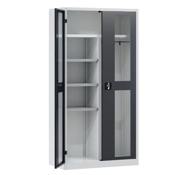 Armoire vestiaire 2 portes vitrées 100 x 50 x 195 cm gris clair/anthracite