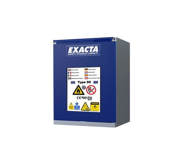 Armoires sécurité basses bleues pour batteries lithium-ion avec alarme