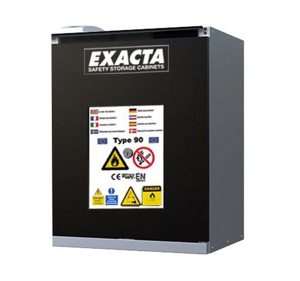 Armoires sécurité basses noires batteries lithium-ion extincteur prise