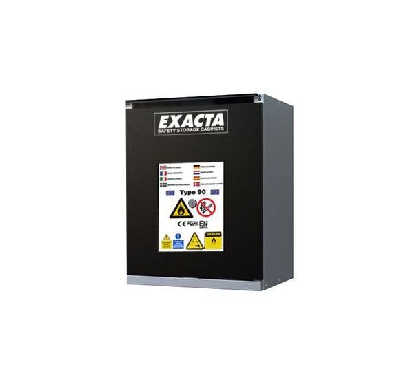 Armoires sécurité basses noires pour batteries lithium-ion avec alarme