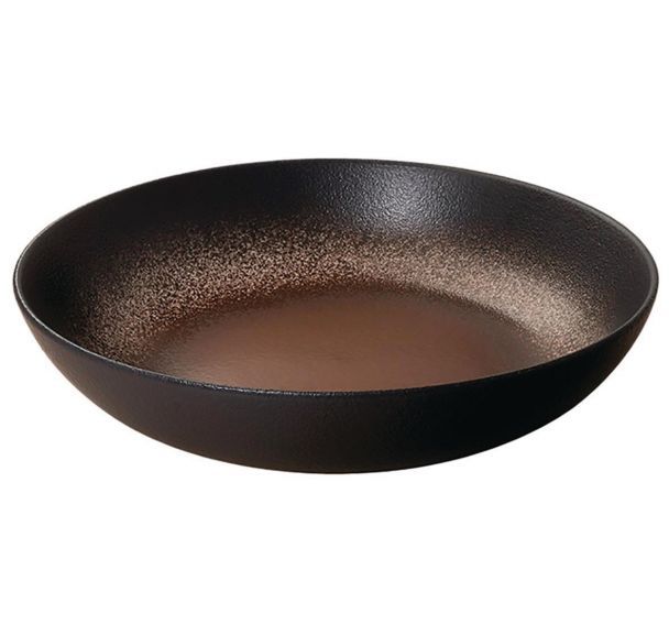 Assiette à pâtes en grès ø25 cm marron-Terre D'Ombre