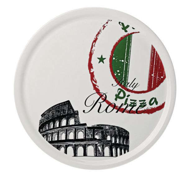 Assiette à pizza en porcelaine ø31 cm blanc-Rome
