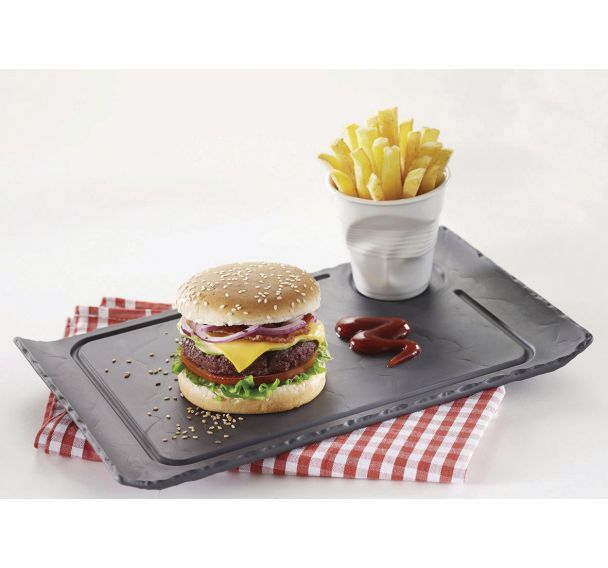 Assiette bord relevé en porcelaine-Basalt-Revol