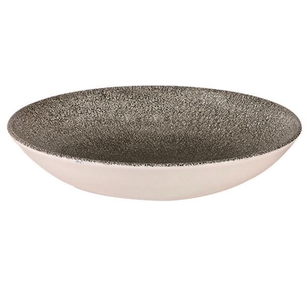 Assiette creuse en porcelaine topaz-Raku