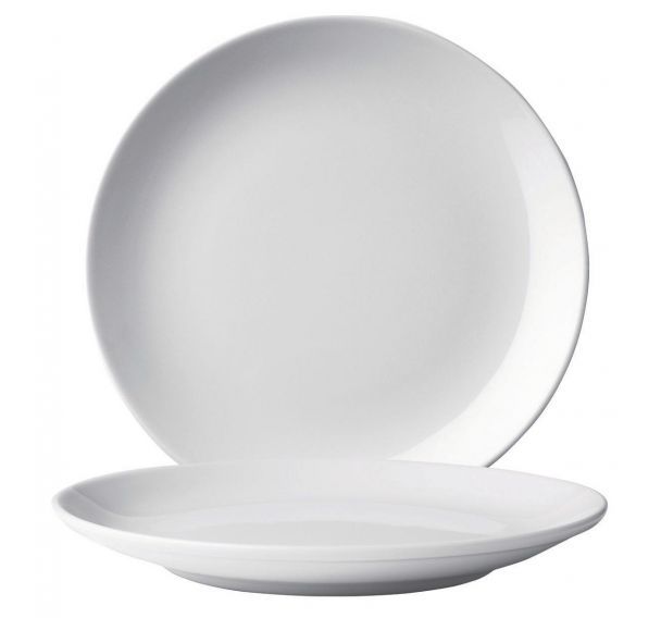 Assiette plate en porcelaine blanc-Eo