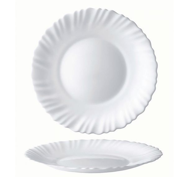 Assiette plate en verre trempé ø23 cm blanc-Feston-Arcoroc