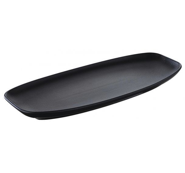 Assiette rectangulaire en porcelaine noir-Club