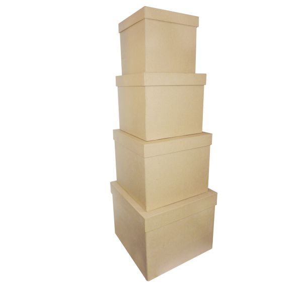 Assort. 4 boîtes carrées 16x14/25x20cm