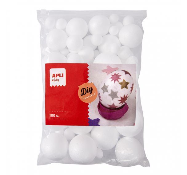Assortiment 100 boules polystyrène diam 10 à 60mm