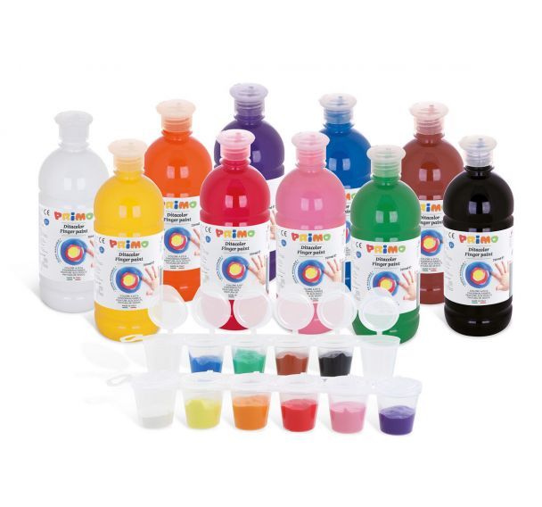Assortiment 10 flacons 750 ml gouache aux doigts + 12 réservoirs offerts