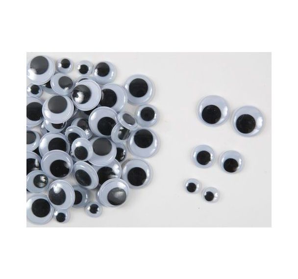 Assortiment 250 yeux mobiles 10,15,20 mm adhésifs