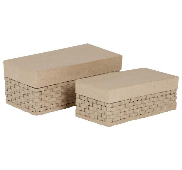 Assortiment 2 boîtes tressées rectangles (Lot de 2)