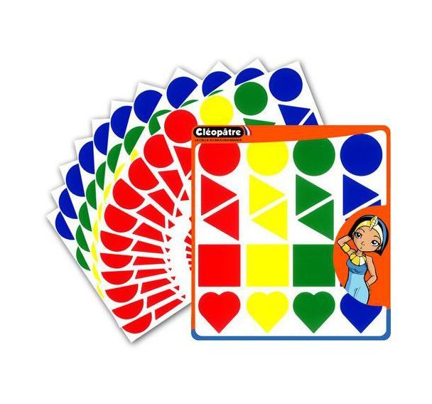 Assortiment 480 gommettes géantes 45mm-5 formes-4 couleurs