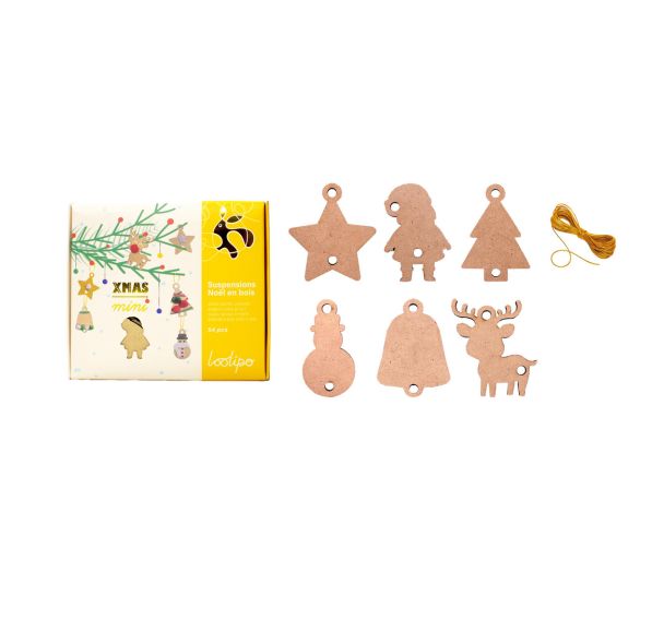 Assortiment 54 formes de Noel en bois (6 formes)