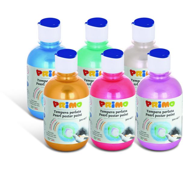 Assortiment 6 flacons 300 ml gouache nacrée.