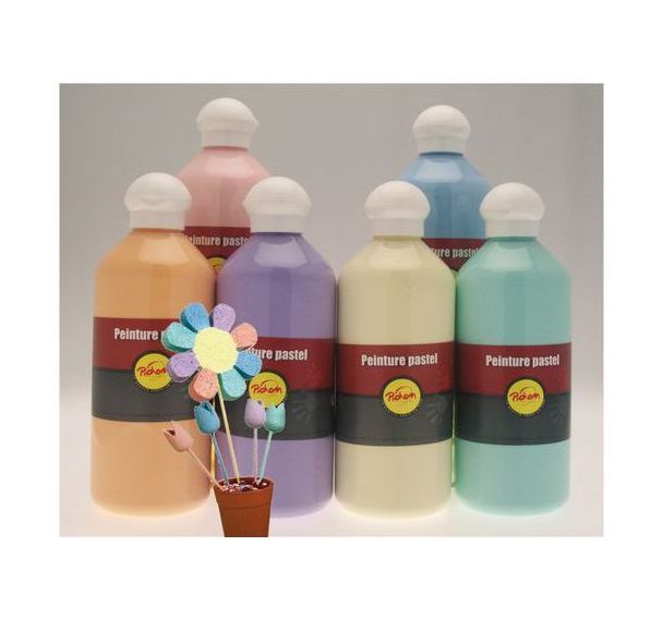 Assortiment 6 flacons 500 ml gouache pastel Pichon