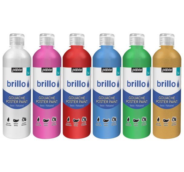Assortiment 6 flacons 500ml brillo pébéo couleurs nacrées assorties