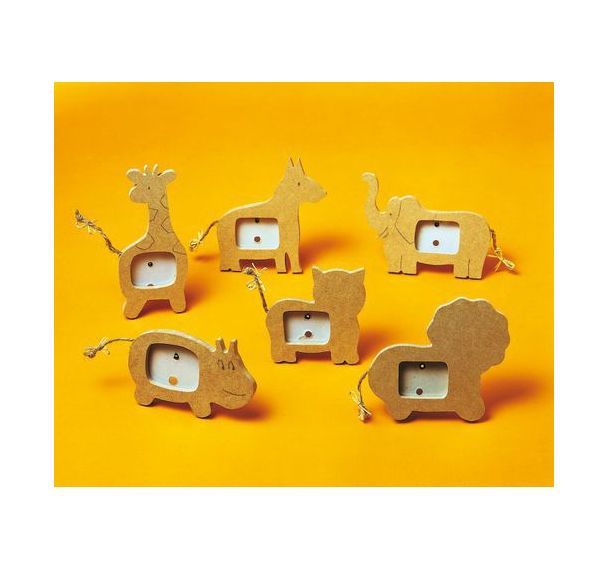 Assortiment 6 mini cadres en médium animaux