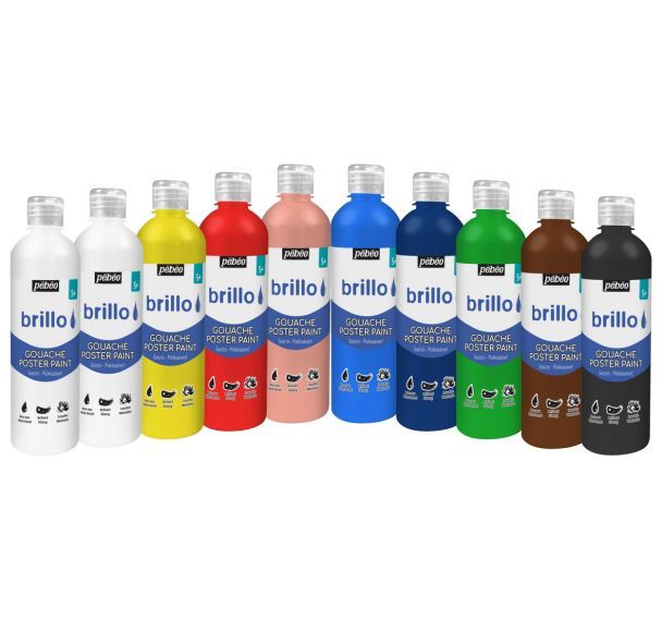 Assortiment de 10 flacons 500 ml brillo pebeo