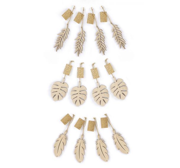 Assortiment de 12 formes ''suspensions'' en bois
