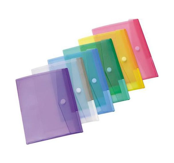 Assortiment de 12 pochettes avec bande agrippante couleurs assorties 31.6 x 24 cm