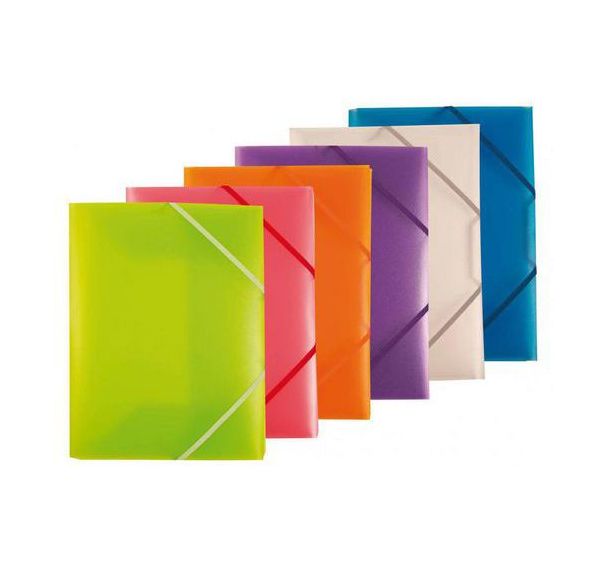 Assortiment de 20 chemises polypropylène 3 rabats + élastiques pour format A4 coloris assortis selon arrivage, 4/10e
