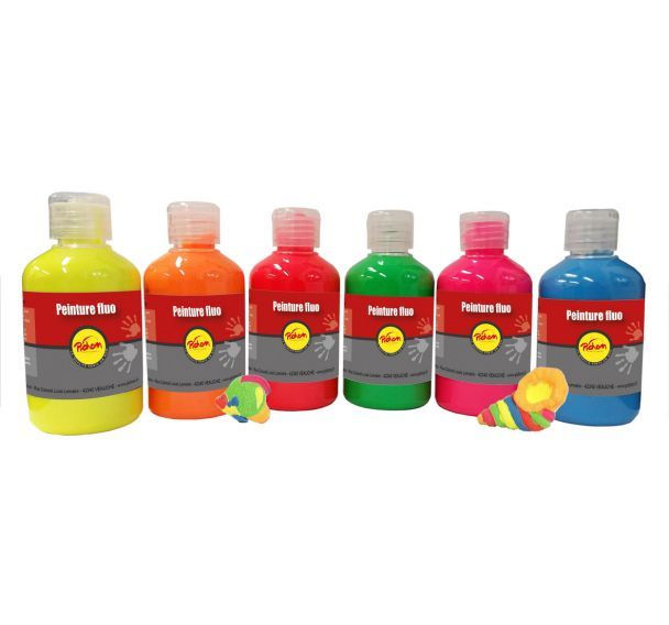 Assortiment de 6 flacons 250 ml gouache fluo PICHON