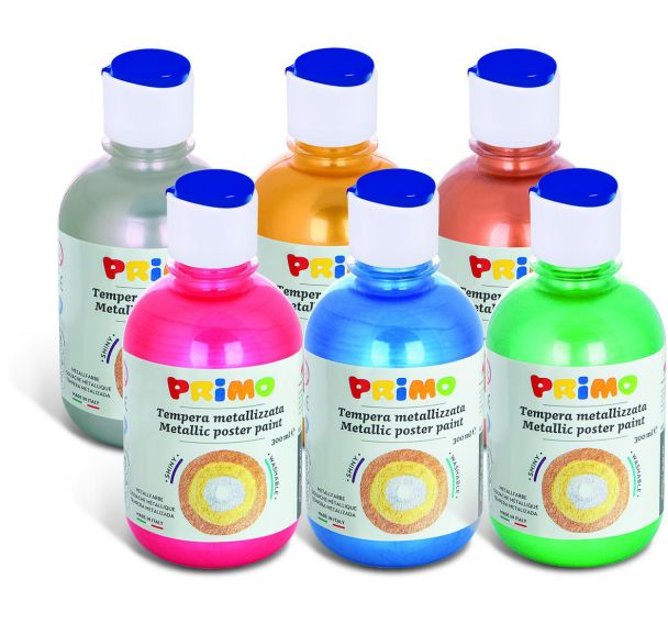 Assortiment de 6 flacons 300 ml gouache métallisée Primo