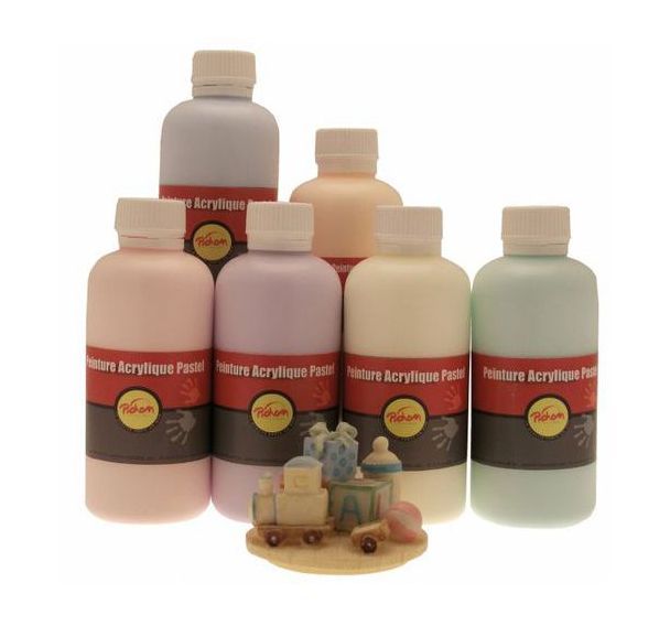 Assortiment de 6 flacons de 250 ml de gouache acrylique pastel pichon
