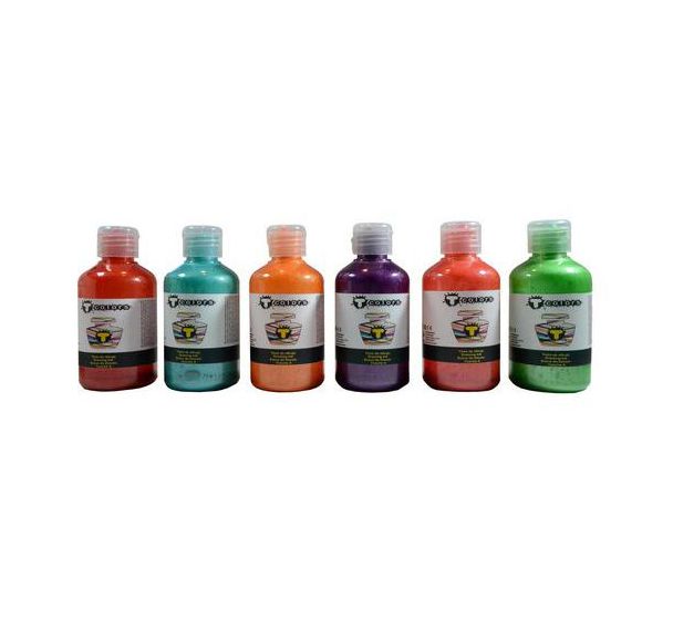 Assortiment de 6 flacons de 250ml d’encre à dessiner nacrée
