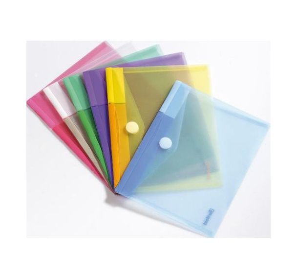 Assortiment de 6 pochettes bande agrippante couleurs assorties 23 x 17.8 cm