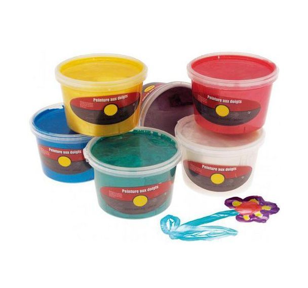 Assortiment de 6 pots 250 ml peinture aux doigts sélection pichon nacrée