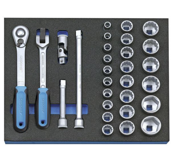 Assortiment de clés à douille 1/2'' dans le module Check-Tool, 29 pcs