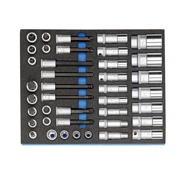 Assortiment de clés à douille 1/2'' dans le module Check-Tool, 40 pcs