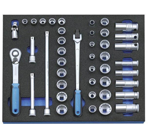 Assortiment de clés à douille 3/8'' dans le module Check-Tool, 43 pcs