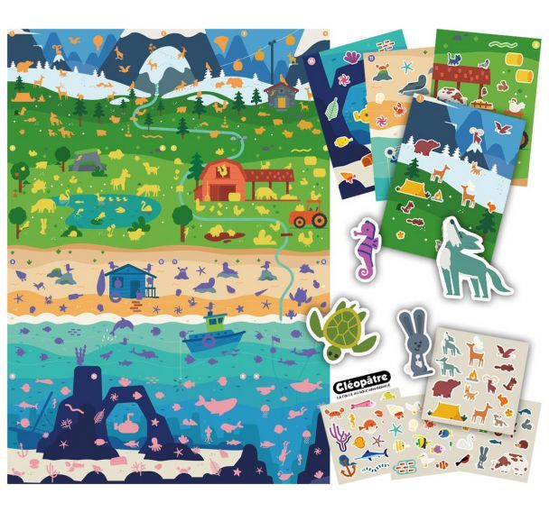 Atelier 12 enfants gommettes format géant animaux