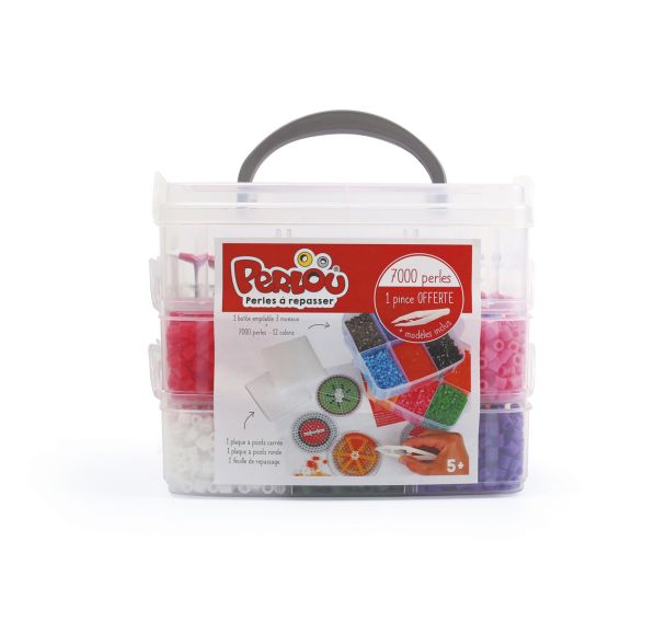 Atelier avec bac de rangement perles à chauffer Perlou