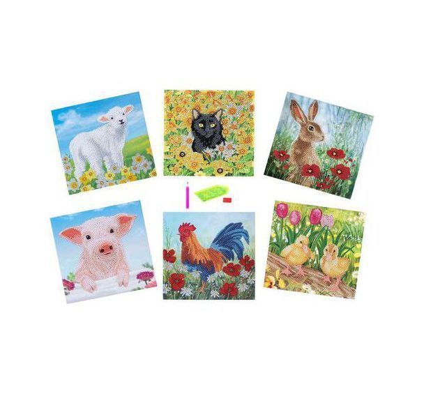 Atelier cartes à diamanter bébés animaux x6