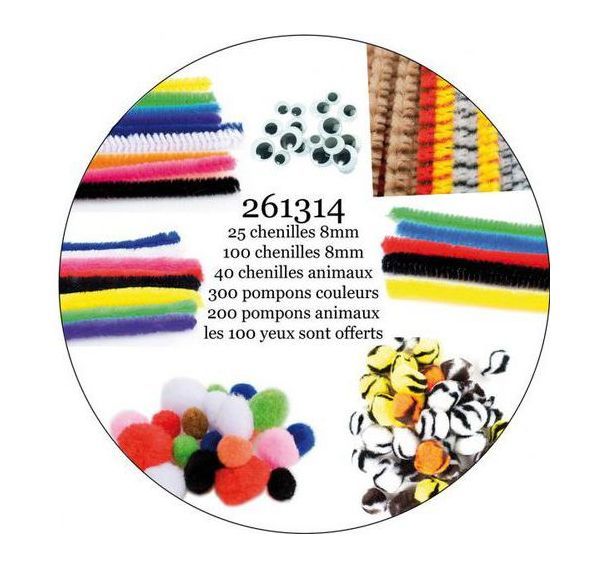 Atelier chenilles et pompons + 100 yeux mobiles adhésifs OFFERTS