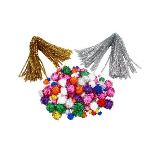 Atelier maxi pack pompons, chenilles scintillants