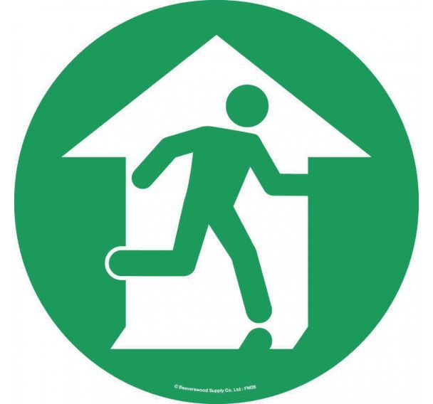 Autocollant rond pour sol - Sortie de secours