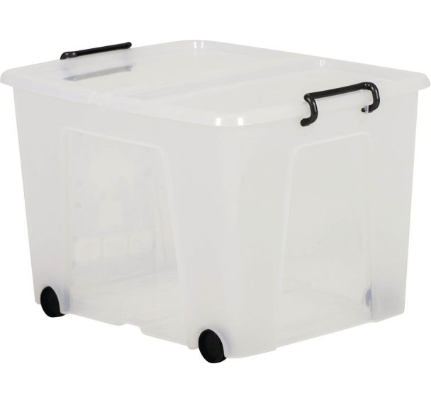 Bac Storemaster Slimline sur roulettes, 75 l, poignées clip