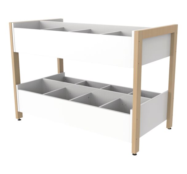 Bac à albums 2 niveaux Ellipse structure hêtre - Manutan Expert