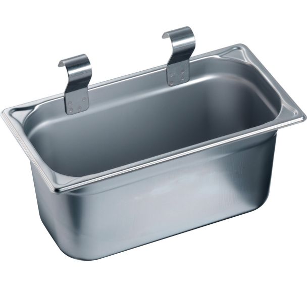 Bac à couverts embouti avec dispositif d'accrochage