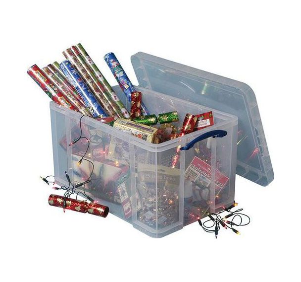 Bac de rangement 84l avec couvercle incolore. dim : 71x44x38 cm