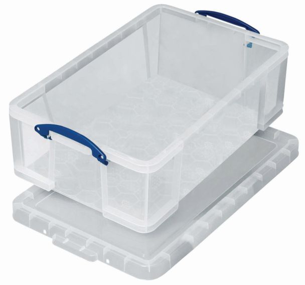 Bac de rangement plastique + couvercle 1,6L transparent
