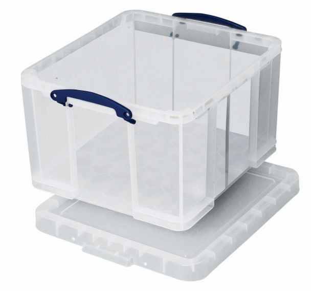 Bac de rangement plastique + couvercle 42L transparent