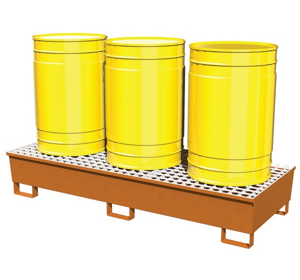 Bac de rétention 3 fûts en acier - Manutan Expert